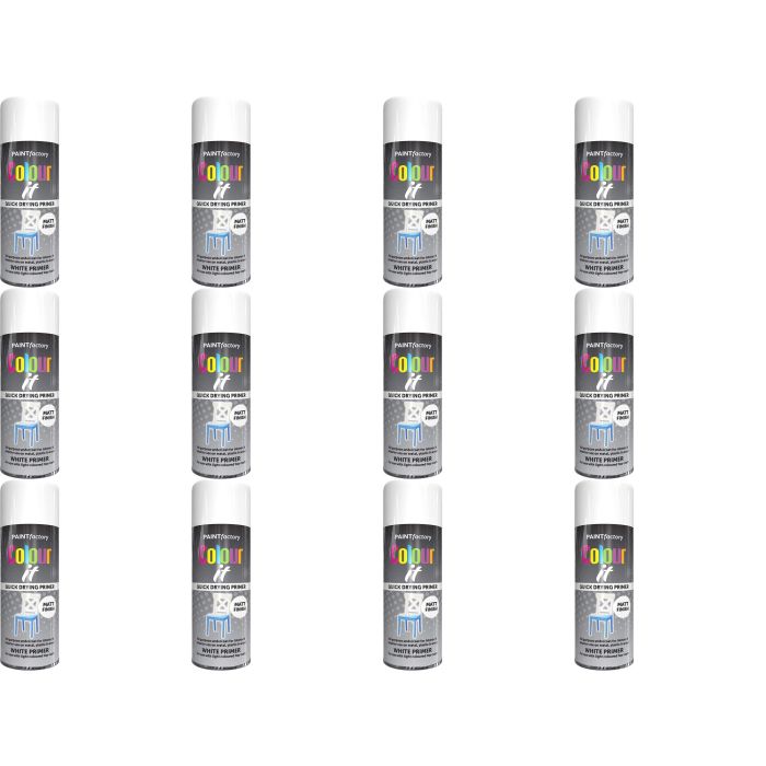 Colour It Quick Drying Primer Spray Paint White 400ml - Pack of 12