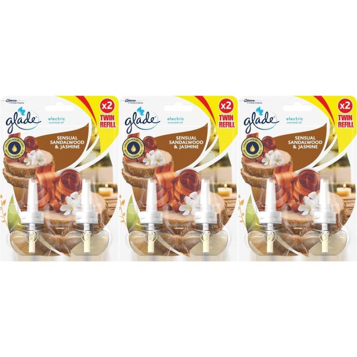 Glade Electric Twin Refill Sandalwood & Jasmine Scented Oil Plugin 2x20ML - Pack of 3