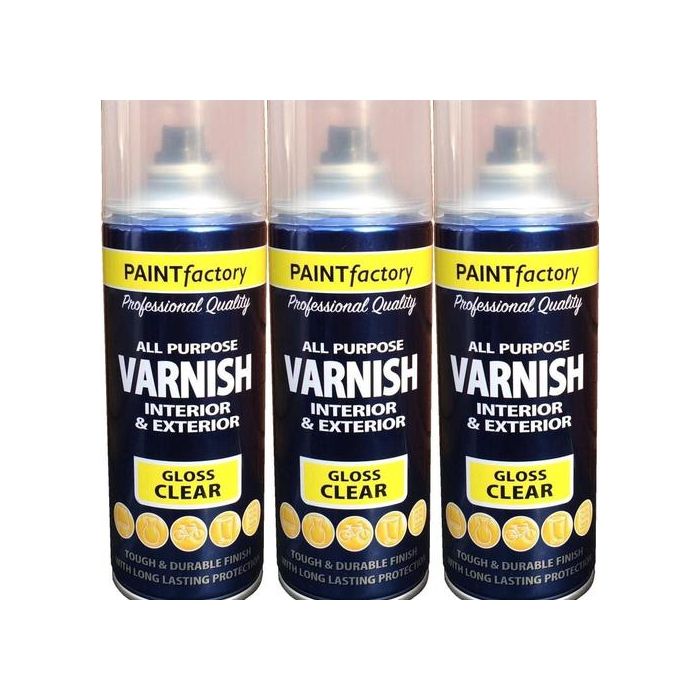 Paint Factory Varnish Interior & exterior All Purpose Gloss Clear 400ml - Pack of 3