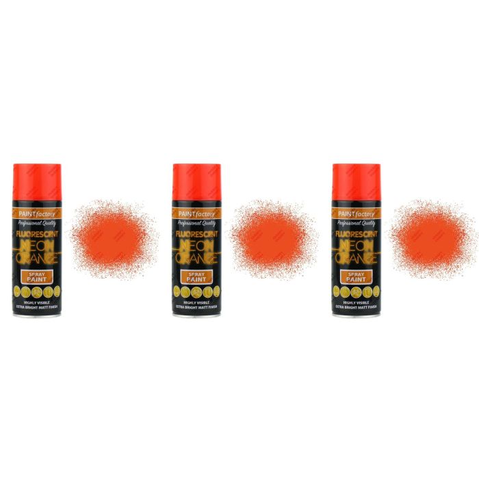 Paint Factory All Purpose Spray Can Neon Orange 400ml - Pack of 3