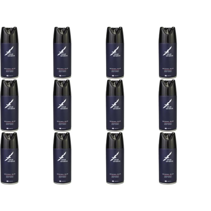 Blue Stratos Original Blue Body Spray Deodorant 150ml - Pack of 12