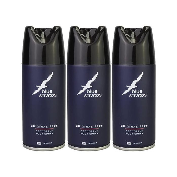 Blue Stratos Original Blue Body Spray Deodorant 150ml - Pack of 3