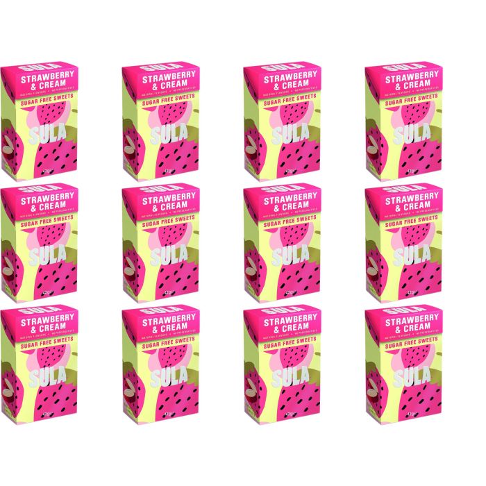 Sula Sugar Free Strawberry & Cream Sweets 42g - Pack of 12
