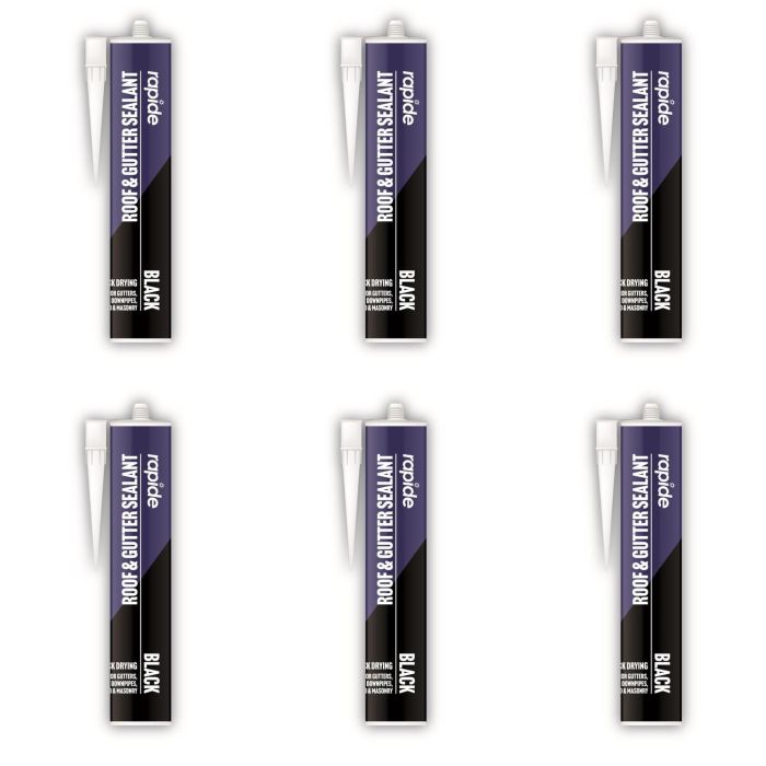 Rapide Roof & Gutter Sealant Black 260ml - Pack of 6