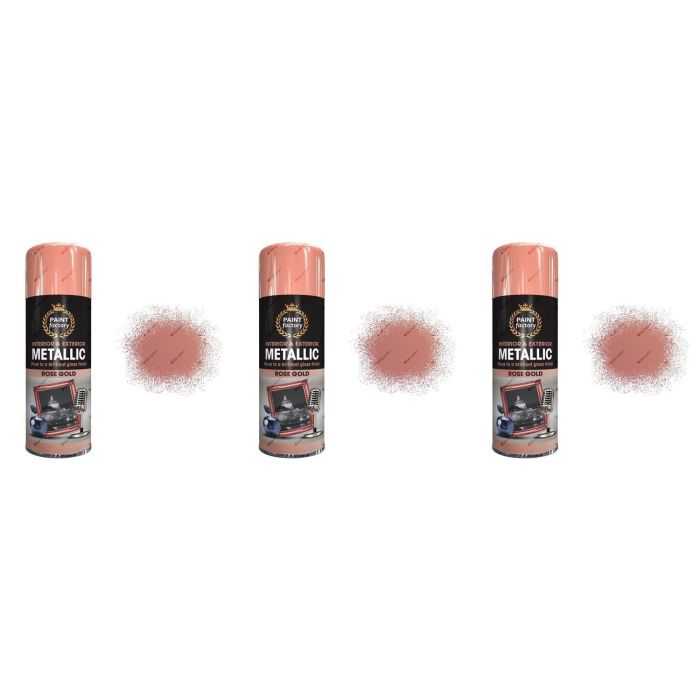 Paint Factory Metallic Rose Gold Spray Paint 400ml - Pack of 3