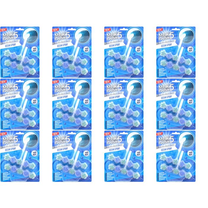 Max Flush 5 Ocean Spray Toilet Rim Block Cleaner Twin Pack - Pack of 12