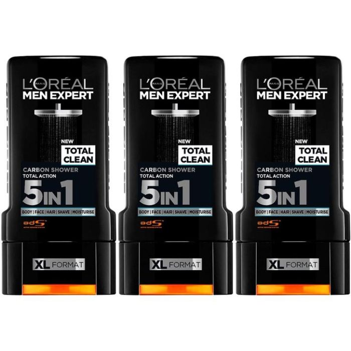 Loreal Men Expert Shower Gel Total Clean 300ml - Pack of 3