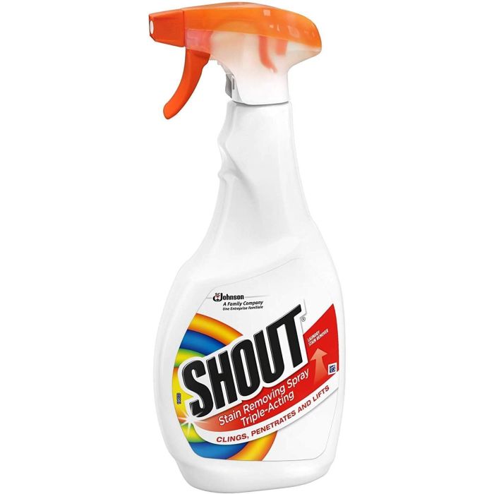 Shout Laundry Stain Remover Spray 500ml triple-acting pre-wash fabric treatment
