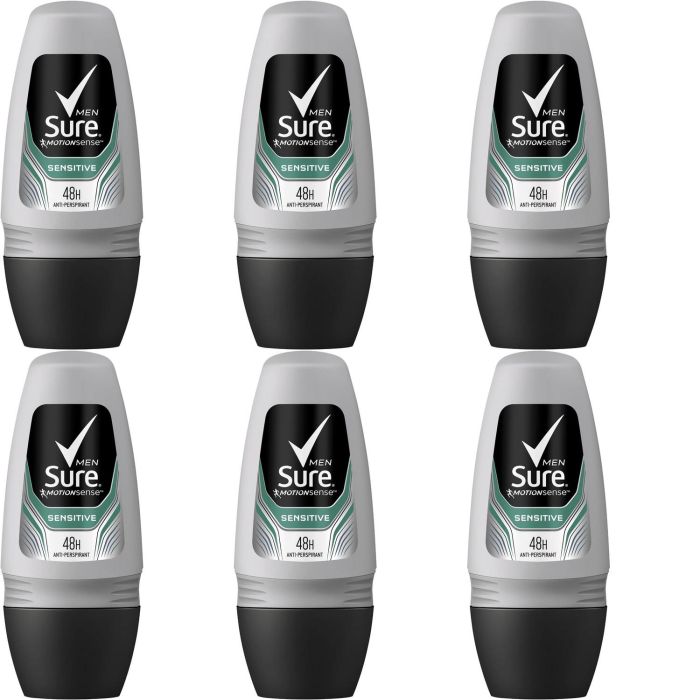 Sure Men Motion Sense Sensitive Antiperspirant Roll-On 50ml - Pack of 6