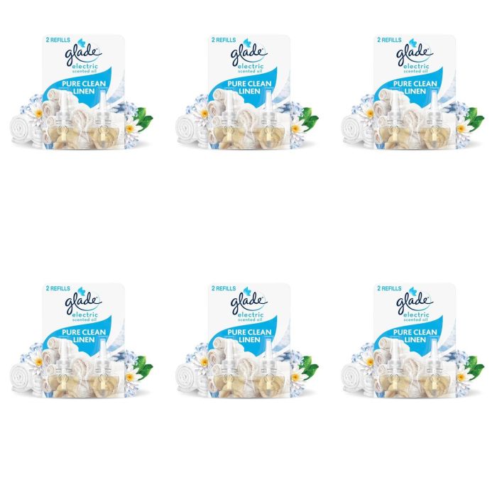 Glade Electric Twin Refill Clean Linen Scented Oil Plugin 2 x 20ml - Pack of 6