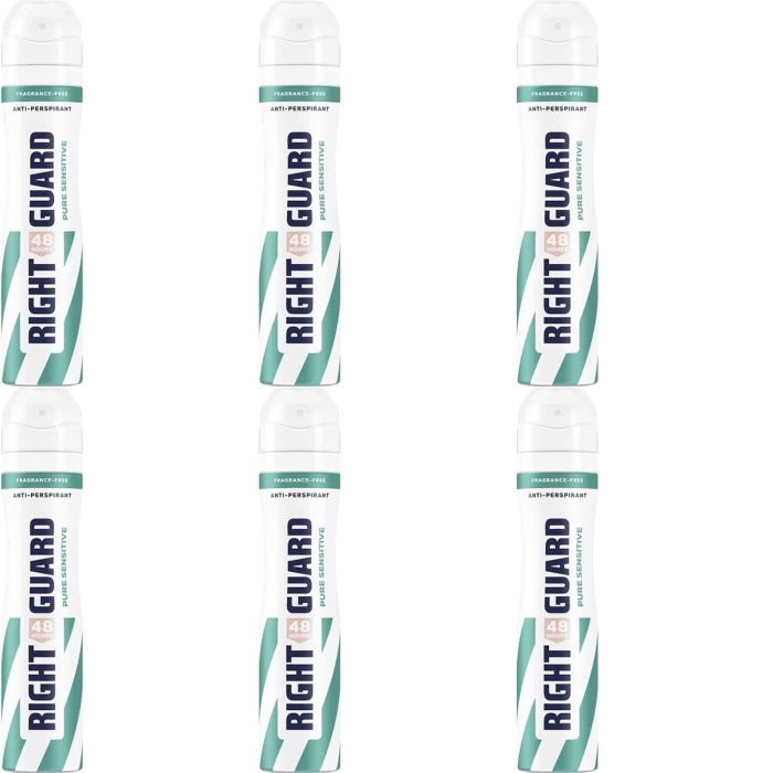 Right Guard Women's Deodorant Pure Sensitive Anti-Perspirant Spray 250ml - Pack of 6