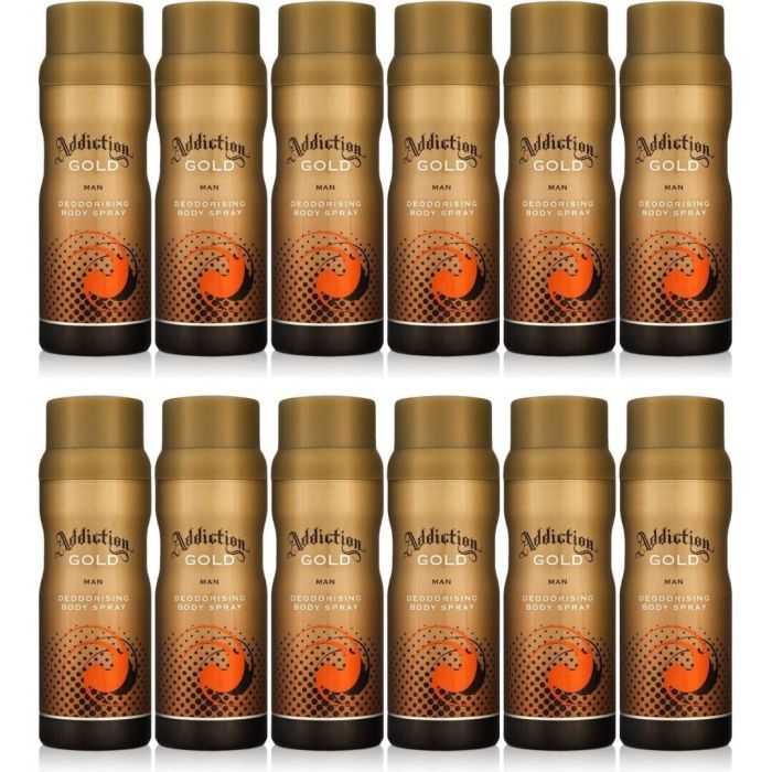 Addiction Deodorant Body Spray Gold Men 150ML - Pack of 12