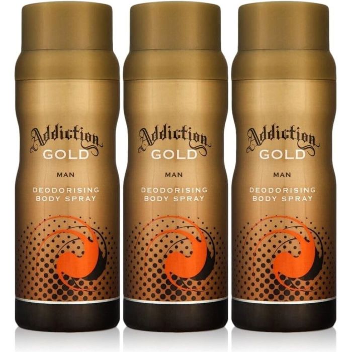 Addiction Deodorant Body Spray Gold Men 150ML - Pack of 3