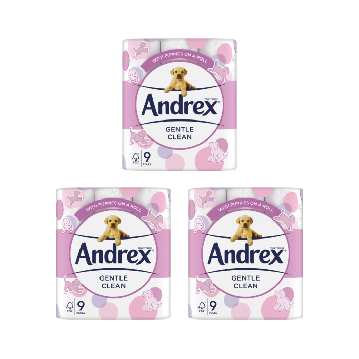 Andrex Gentle Clean Toilet Tissue 9 Rolls