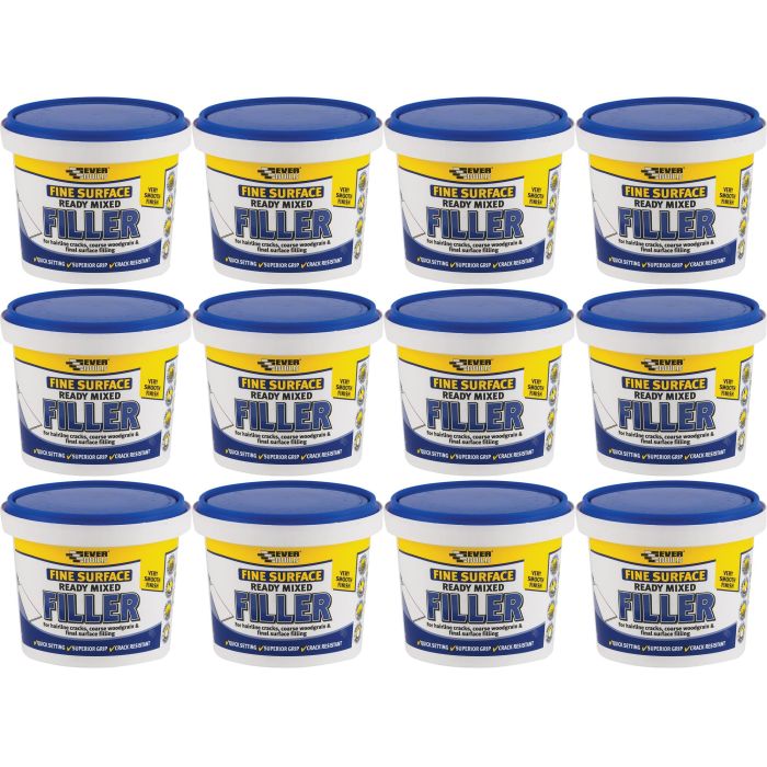 Everbuild Ready Mixed Fine Surface Filler White 600g - Pack of 12