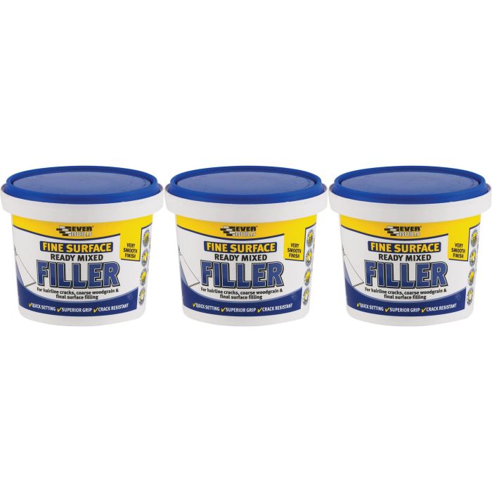 Everbuild Ready Mixed Fine Surface Filler White 600g - Pack of 3
