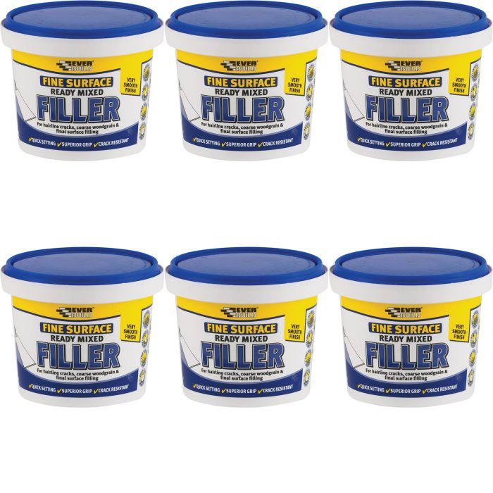 Everbuild Ready Mixed Fine Surface Filler White 600g - Pack of 6