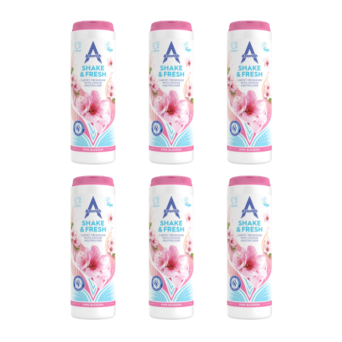 Astonish Shake & Fresh Carpet Freshener Pink Blossom 400g - Pack of 6