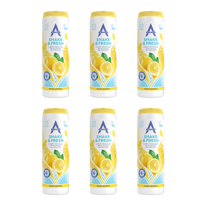 Astonish Shake & Fresh Carpet Freshener Lemon Sparkle 350g - Pack of 6