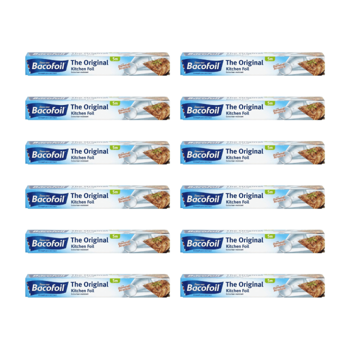 Bacofoil The Original Extra Tear Resistant Kitchen Foil 300mm x 5m - Pack of 12