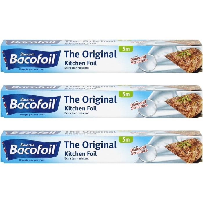 Bacofoil The Original Extra Tear Resistant Kitchen Foil 300mm x 5m - Pack of 3