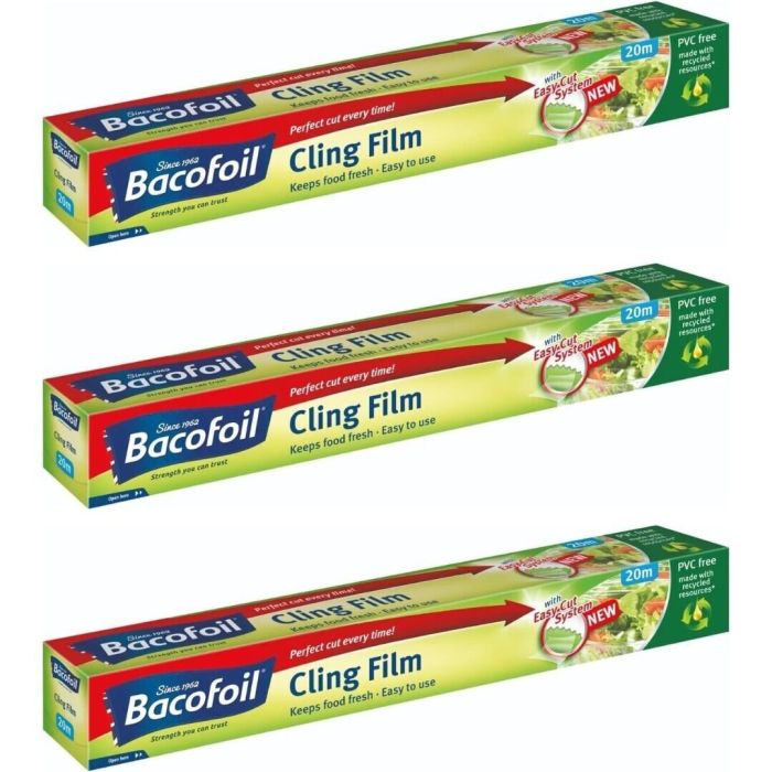 Bacofoil Cling Film With Easy Cut System 32.5cm x 20m - Pack of 3