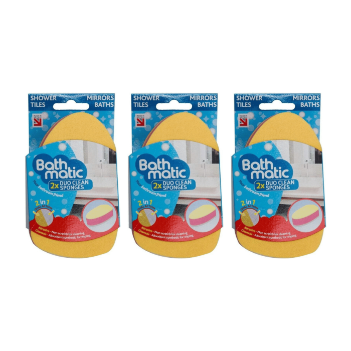 Bathmatic 2x Duo Clean Sponges For Bathroom Cleaning 