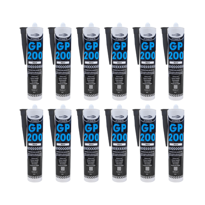 Bond It Trade GP200 Black Multipurpose Silicone Sealant 275ml - Pack of 12