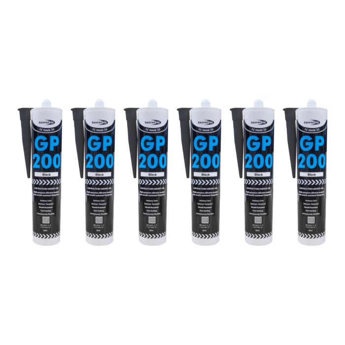 Bond It Trade GP200 Black Multipurpose Silicone Sealant 275ml - Pack of 6