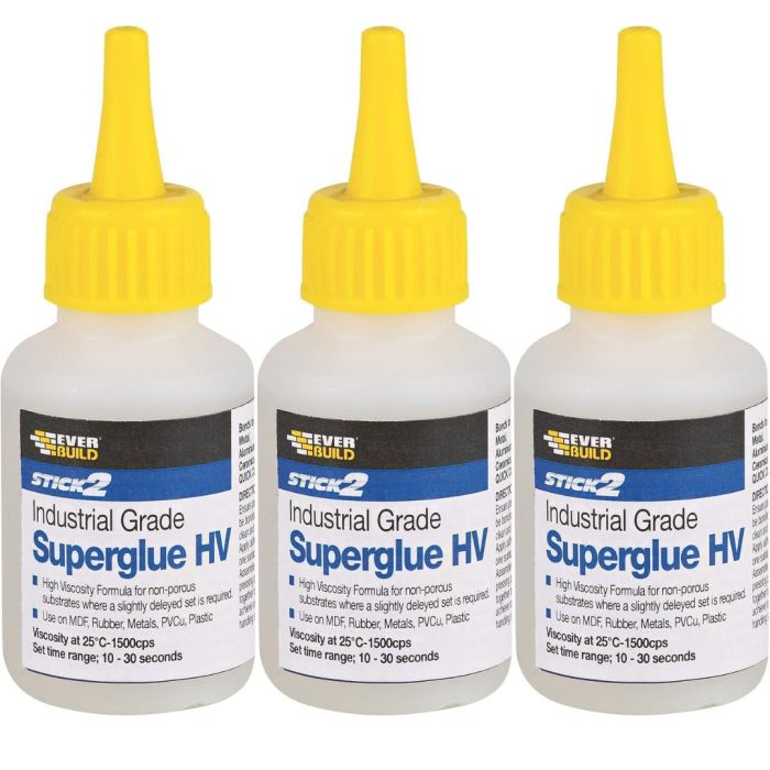 Everbuild Stick 2 Superglue High Viscosity 50g - Pack of 3