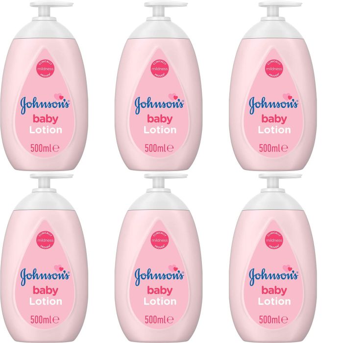 Johnson's Baby Lotion 500ml bottle on a clean nursery changing table
