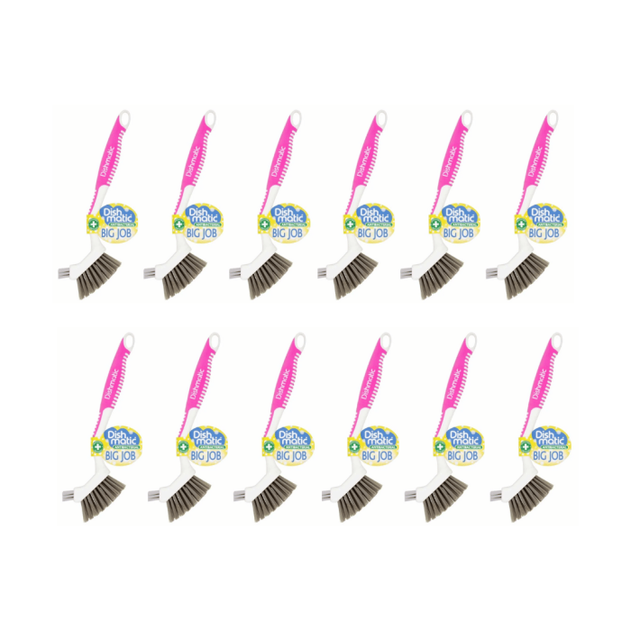 Dishmatic Cleaning Anti-bacterial Big Job Pink Brush - Pack of 12