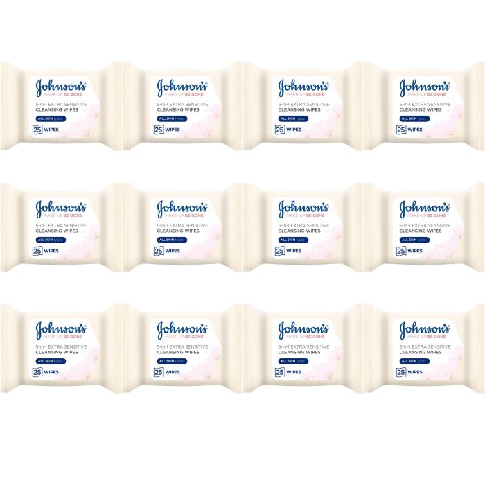 Johnsons Makeup Be Gone Extra Sensitive Wipes - 25 Wipes - Pack of 12