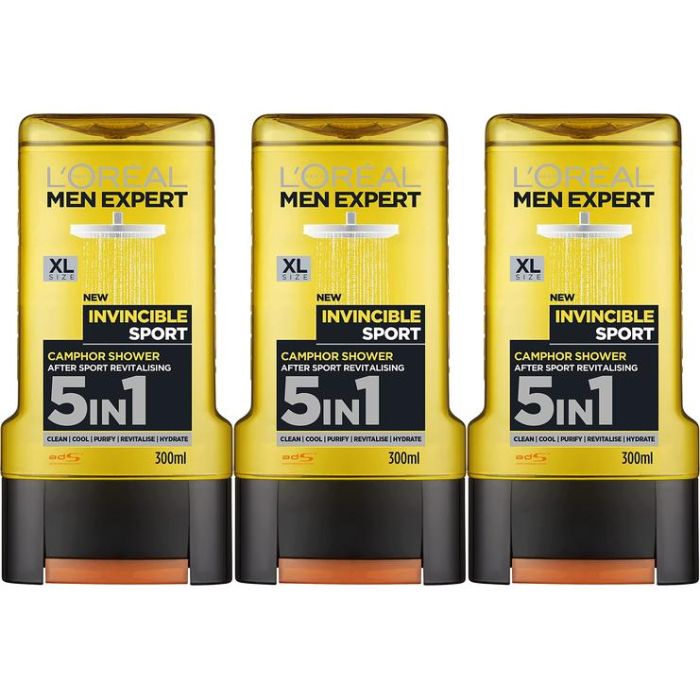 Loreal Men Expert Shower Gel Invincible Sport 300ml - Pack of 3