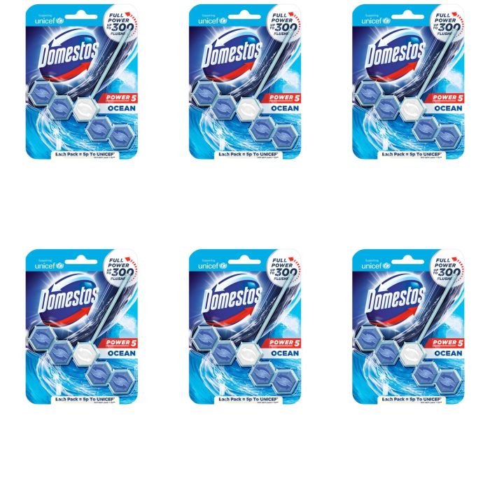Domestos Power 5 Toilet Rim Blocks Ocean - Pack of 6