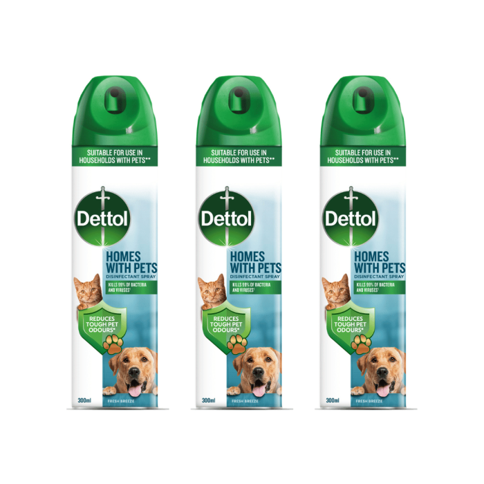Dettol Homes Pets Disinfectant Spray Fresh Breeze 300ml - Pack of 3