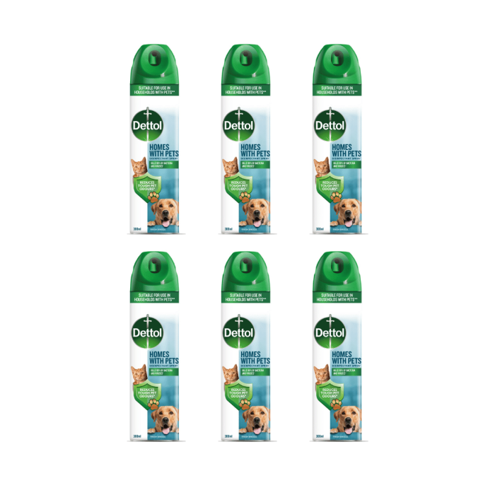 Dettol Homes Pets Disinfectant Spray Fresh Breeze 300ml - Pack of 6