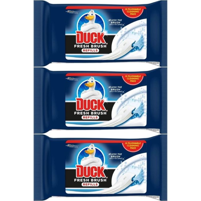 Duck Toilet Cleaning Pads Fresh Brush Refills 12 Pads - Pack of 3