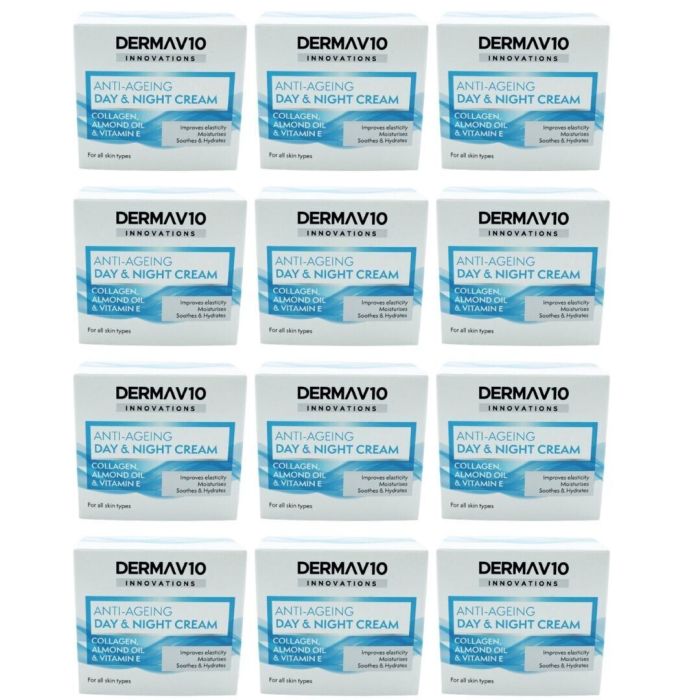 Derma V10 Day & Night Cream Anti-Ageing Collagen Almond Oil & Vitamin E 50ml - Pack of 12