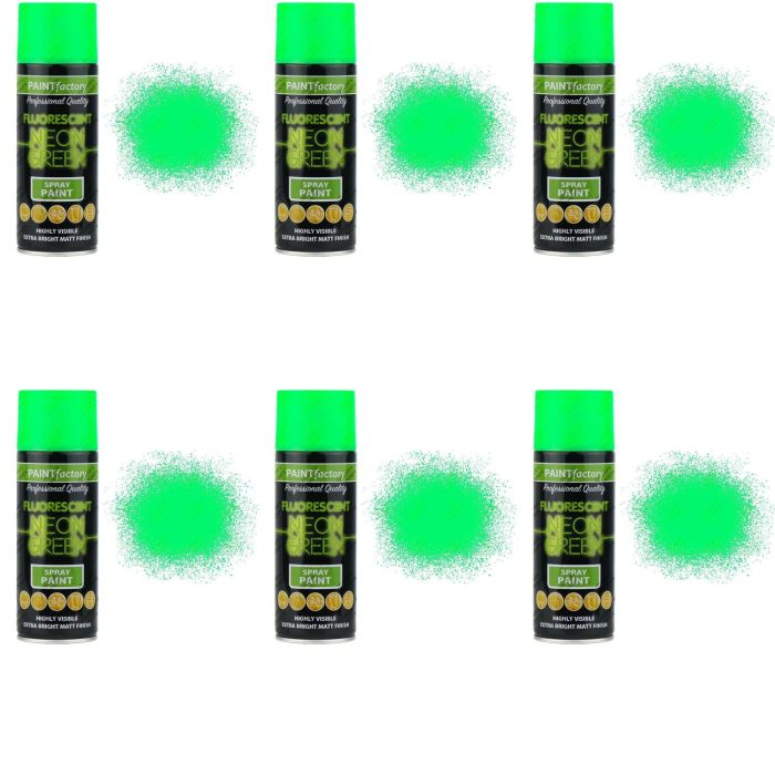 Paint Factory All Purpose Neon Green Spray Can 400 ml - Pack of 6
