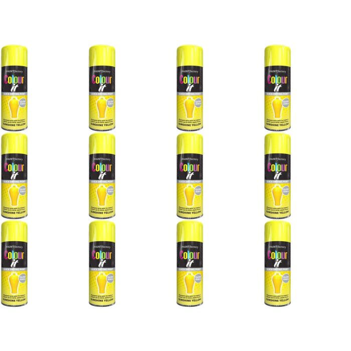 Paint Factory Colour It Primer Sunshine Yellow Gloss Finish 400ml - Pack of 12
