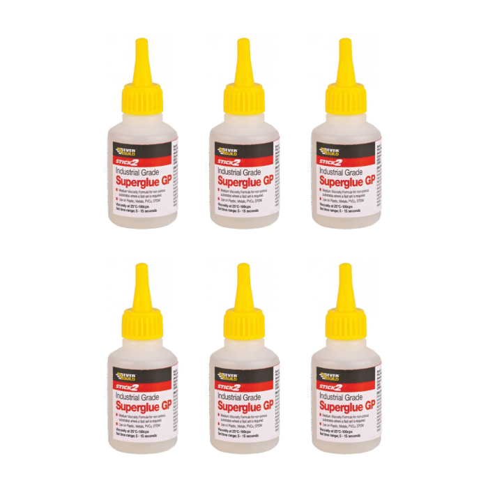 Everbuild Stick 2 Industrial Grade Superglue 50g - Pack of 6