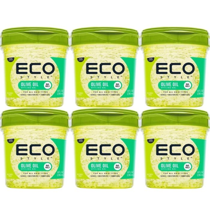 ECO Style Styling Gel Olive Oil Max Hold 236ml - Pack of 6