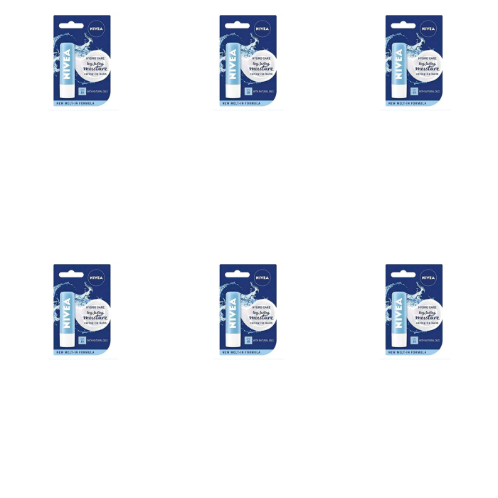 Nivea Hydro Care Long Lasting Moisturising Lip Balm SPF 15 4.8g - Pack of 6