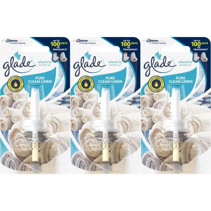 Glade Electric Scented Oil Refill Plug In Clean Linen 20ml - Pack of 3