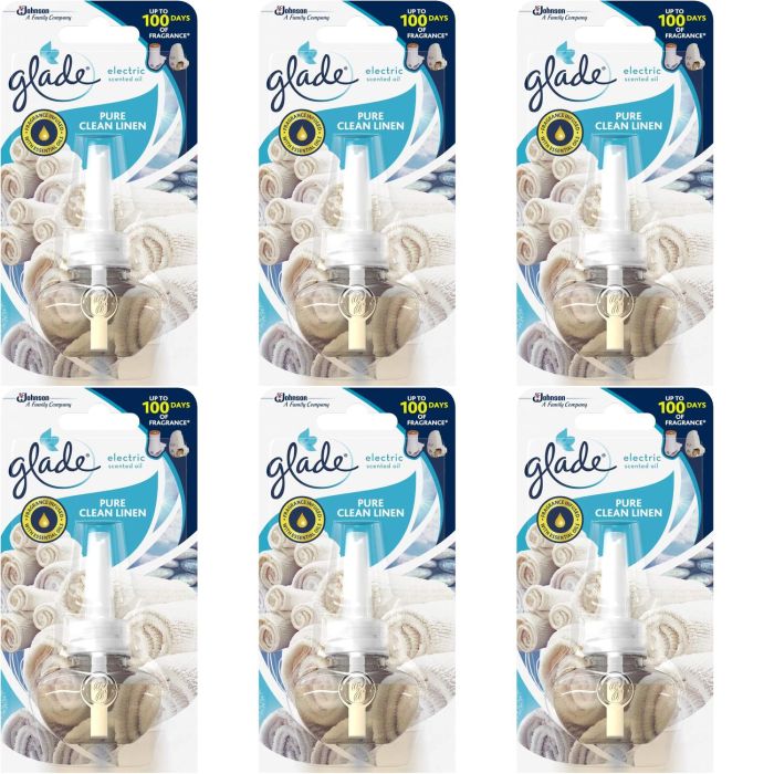 Glade Electric Scented Oil Refill Plug In Clean Linen 20ml - Pack of 6