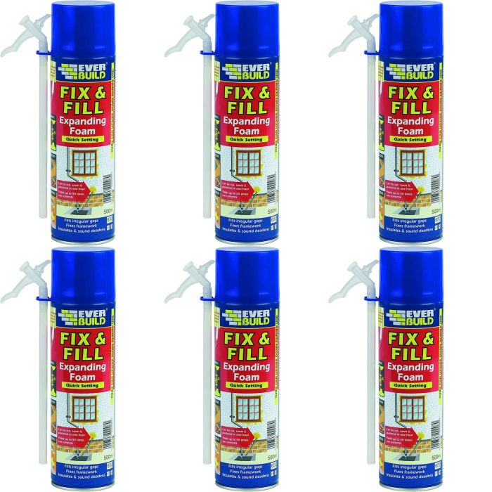 Everbuild Fix and Fill Quick Setting Expanding Foam 500ml - Pack of 6