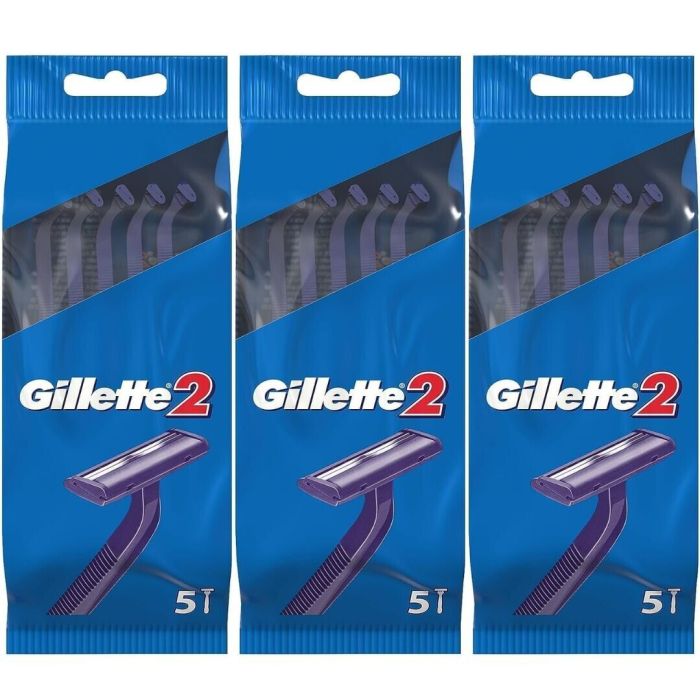 Gillette 2 Disposable Razor For Men 5 Units - Pack of 3