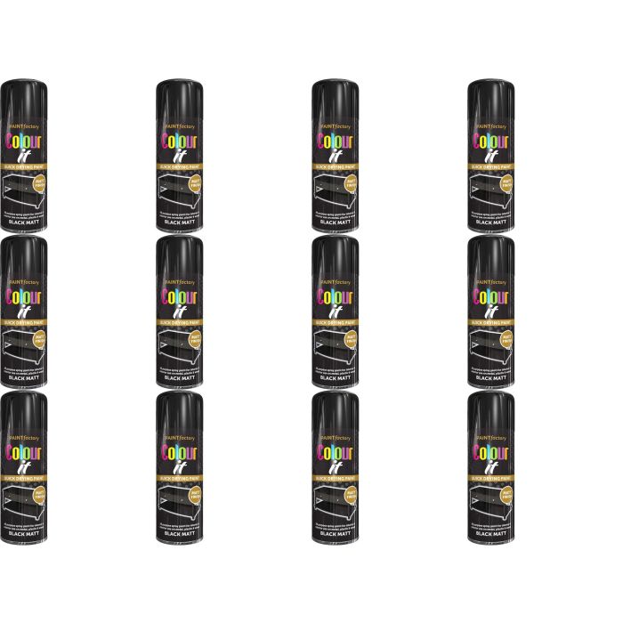Paint Factory Colour It Black Matt Spray Paint 400ml - Pack of 12