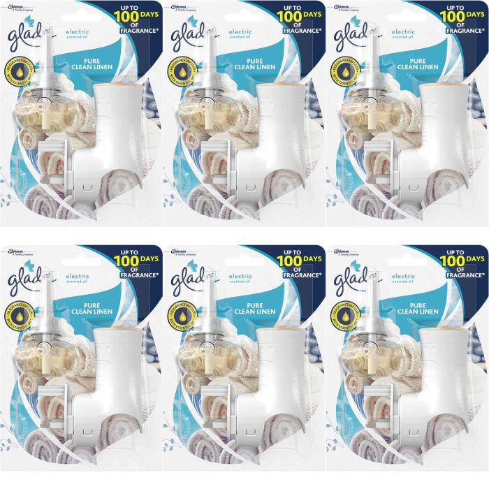 Glade Pure Clean Linen Electric Scented Oil Holder & Refill 20ml - Pack of 6